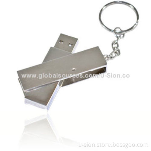 Metal Swivel USB Flash Drive with Free Logo, Supports Plug-and-play Function, Popular